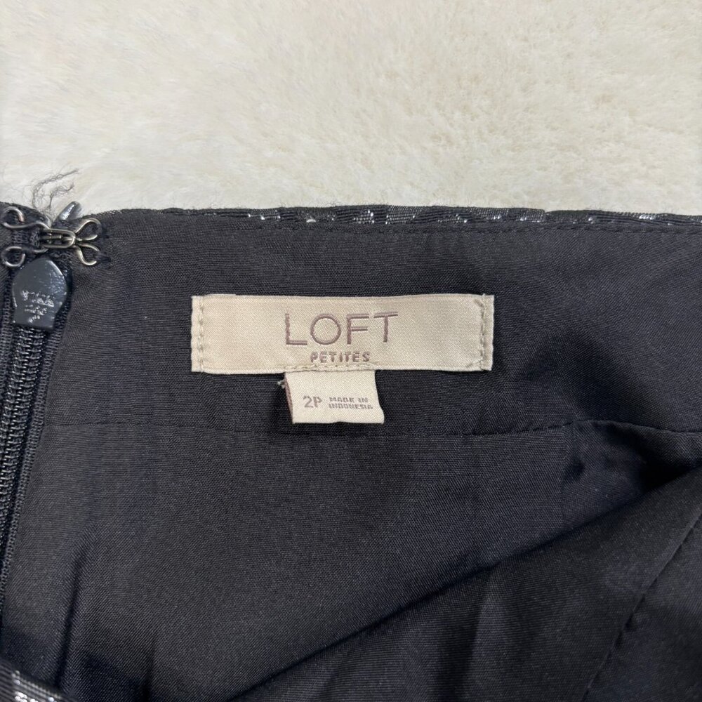 LOFT Skirt 2P Black Metallic 2‎ Petite Women's - Picture 11 of 12